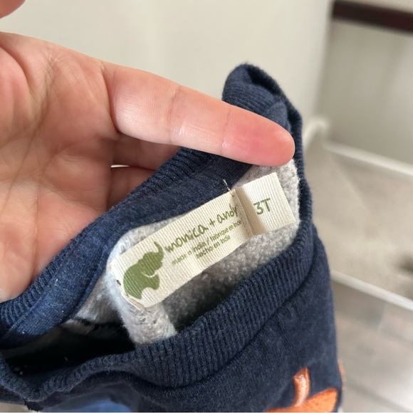 Monica + Andy / organic cotton Navy Blue Dress with Candy Apple Design - Picture 4 of 4